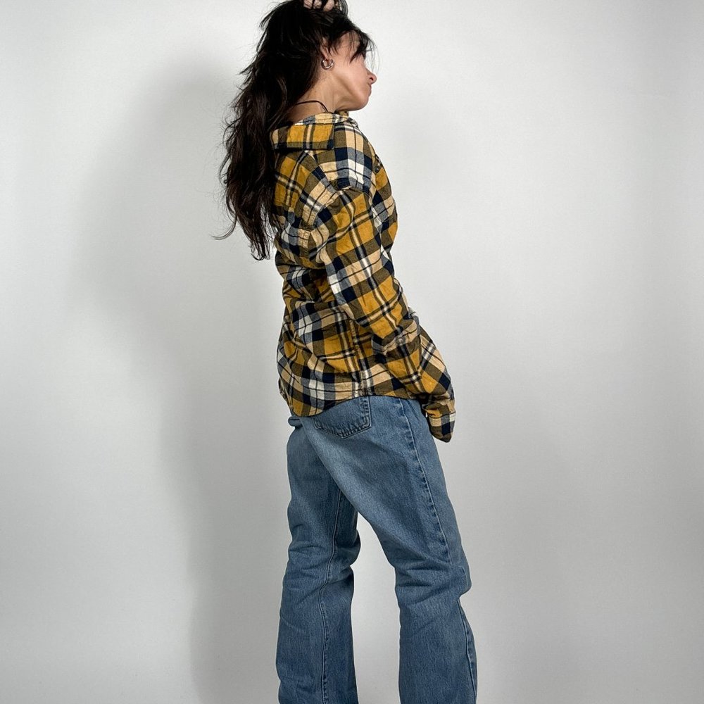 YELLOW GRUNGE AMERICAN EAGLE HERITAGE VINTAGE FLANNEL SHIRT